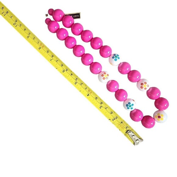 100% Genuine Lucite 18" Chunky Bobble Statement Necklace Barbie Fuchsia Pink - Picture 9 of 9